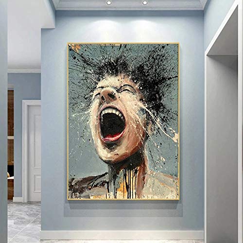 Canvas Malerei Abstrakte moderne Charakter Kunst Poster Künstler, die Emotionen malen, Bild Malerei, für Wohnzimmer Wanddekor Kein Rahmen (Size : 23.6x35.4in(60x90cm))