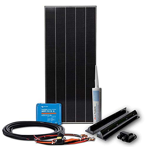 WATTSTUNDE BLACK LINE 195W Set mit Victron MPPT Laderegler - Wohnmobil Solaranlage im Komplettset mit Schindel Zellen (195W)