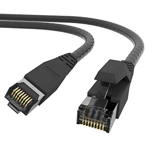 AIXONTEC 6m Outdoor Netzwerkkabel Cat.7 S FTP Rohkabel Schwarz HIGH SCREEN FLEX Ethernet LAN Patchkabel 10 Gigabit Kabel Außenbereich 10000 Mbit/s Industrie Kabel UV-Beständig und Wasserabweisend