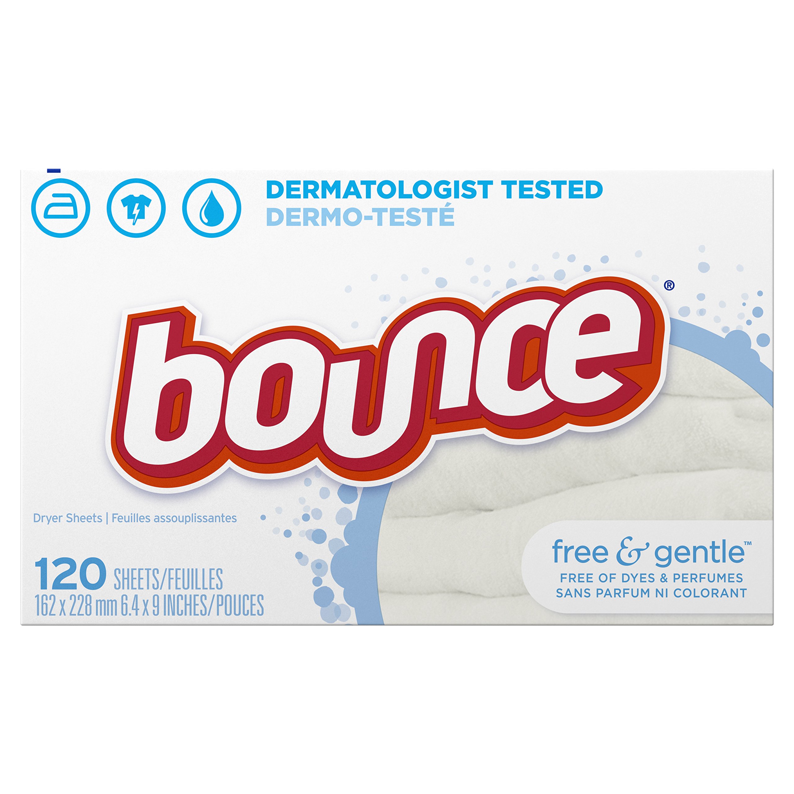 Bounce Free & Gentle Unparfümierte Weichspüler Trocknerblätter für empfindliche Haut, 120 Stück