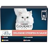 PURINA GOURMET Perle Erlesene Streifen Katzenfutter nass, Sorten-Mix, 10er Pack (10 x 8 Beutel à 85g)