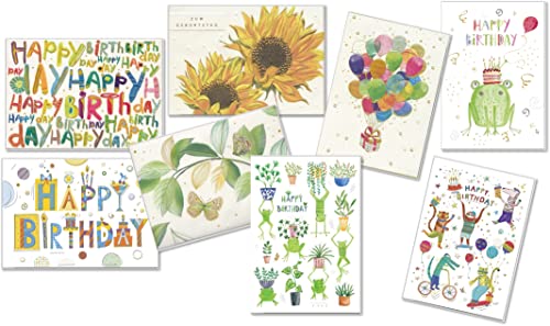 Set aus acht verschiedenen Glückwunschkarten zum Geburtstag (8 Stück) - hochwertige Grußkarten mit Umschlag von Turnowsky