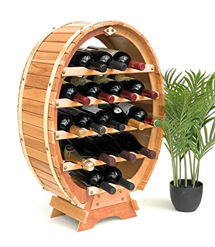 DanDiBo Weinregal Holz Weinfass für 18 Flaschen Natur lackiert Bar Flaschenständer Fass Flaschenhalter Flaschenregal