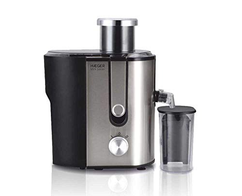 HAEGER Mini JUICER 600 W 2 Geschwindigkeitsstufen Anti-Tropfsystem Puppe 1,3 l Saftbehälter 450 ml Leder Edelstahl