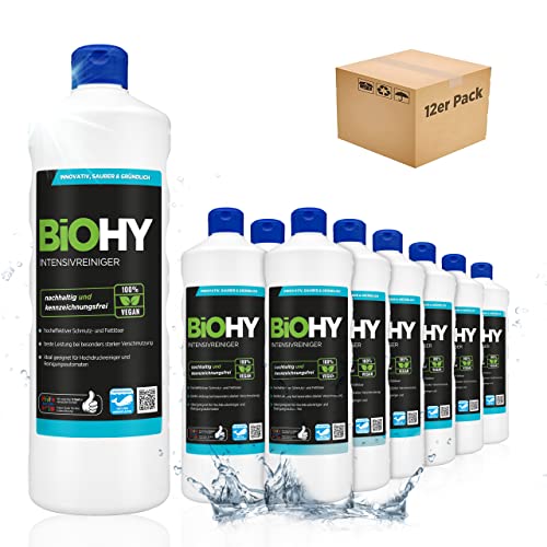 BIOHY Intensivreiniger universal 12 x 1 Liter Flaschen | Hochleistungsindustriereiniger | Grundreiniger ideal für Hochdruckreiniger