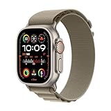Apple Watch Ultra 2 (GPS + Cellular, 49 mm) Smartwatch mit robustem Titangehäuse und Alpine Loop Armband (Large) in Olivgrün. Fitnesstracker, präzises GPS, extra Lange Batterielaufzeit, CO₂ neutral