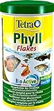 TetraPhyll Flakes - Fischfutter für alle pflanzenfressenden Zierfische, Flockenfutter mit lebenswichtigen Ballaststoffen, 1 Liter Dose