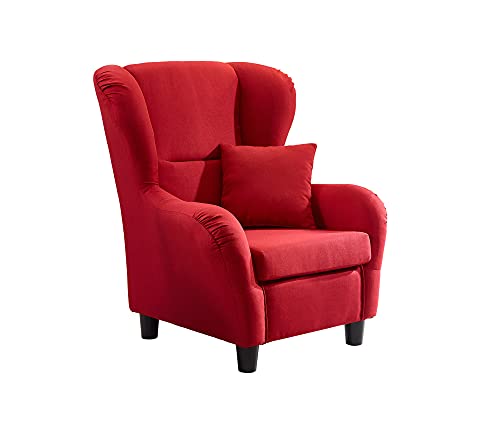lifestyle4living Ohrensessel in rot im Landhaus-Stil | Der perfekte Sessel für entspannte, Lange Fernseh- und Leseabende. Abschalten und genießen!
