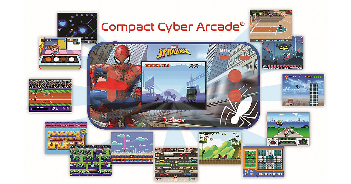 Spider-Man Tragbare Compact Cyber Arcade Konsole - 2.5'' 150 Spiele schwarz/rot 2