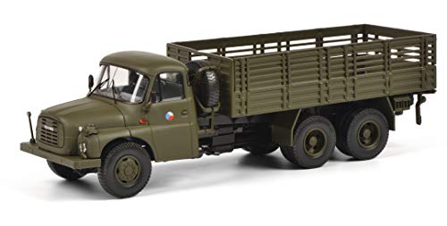 Schuco 450375800 Tatra T148 Pritsche, Pritschenwagen Militär CSSR, Plattform mit Gittern, Modellauto, Maßstab 1:43, Limitierte Edition
