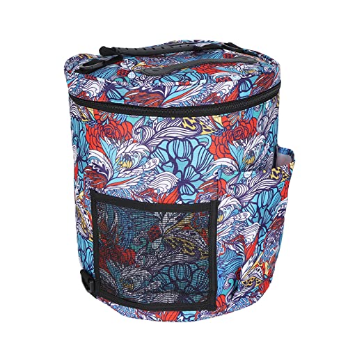 Strickwerkzeug Aufbewahrungstasche Strapazierfähige Oxford Stofftasche Multifunktionstasche mit Taschen für Stricknadeln[Ethnische Retro Stil Blume] Aufbewahrungskörbe