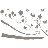 Komar - Deco-Sticker ARABESQUE - 100 x 70 cm - Wandtattoo, Wandbild, Wandsticker, Wandaufkleber, Walltattoo, Sticker, Schmetterlingen, Blumen, Magnolien, Blüten - 17714h, Grau