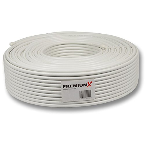 PremiumX Profi PRO Koaxial Kabel 135dB 5-Fach geschirmt, reines Kupfer 50 Meter SAT Antennenkabel 50m 135dB Neu