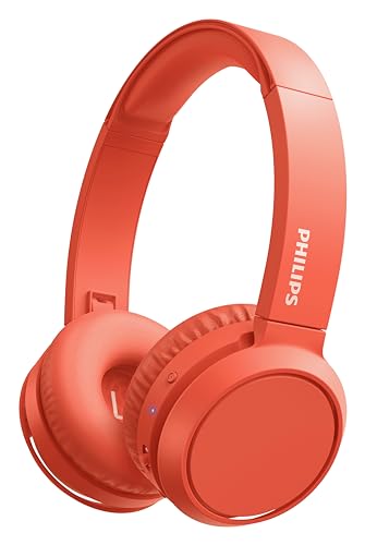 Philips On Ear Kopfhörer H4205RD/00 mit Bass Boost-Taste (Bluetooth, 29 Stunden Wiedergabezeit, Schnellladefunktion, Geräuschisolierung, Zusammenklappbar), Rot Matt - 2020/2021 Modell