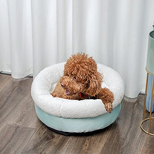 Nyescasa Hundebett Katzenbett für Hund und Katze Plüsch Fleece Weich - Rund Grün 80 cm Ø - Flauschig Flocke Hundesofa - Dauerhaft Hundecouch Waschbar Hundekissen rutschfest,Flanell Hundematte