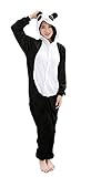 Mescara Einhorn Kostüm Pyjama Panda Damen Winter Karnevalumzüge Schalfanzug Jumpsuit Cosplay Anzug Hund Overall für Fasching Karneval Theater Halloween Pyjama-Party (Black, L(Höhe:165-174CM))