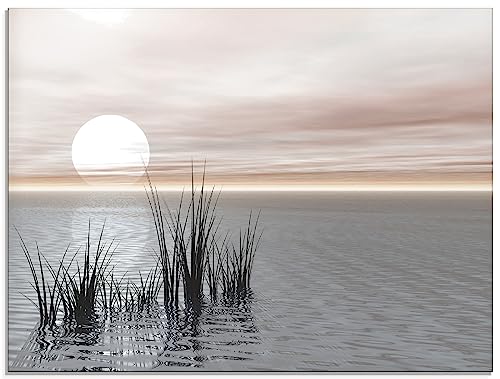 Artland Qualitätsbilder I Glasbilder Deko Glas Bilder 60 x 45 cm Landschaften Sonnenaufgang -untergang Digitale Kunst Bunt C6RL Sonnenuntergang