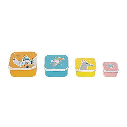 Badabulle Snackbox und Lunchbox für Kinder, 4-teilig | 110 ml, 250 ml, 400 ml und 610 ml