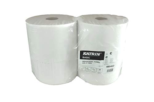 KATRIN® Wischtuch Basic XXL, Tissue, 2lagig, auf Rolle, 1.000 Tücher, 38 x 38 cm (2 Rollen), Sie erhalten 1 Packung á 2 Rollen