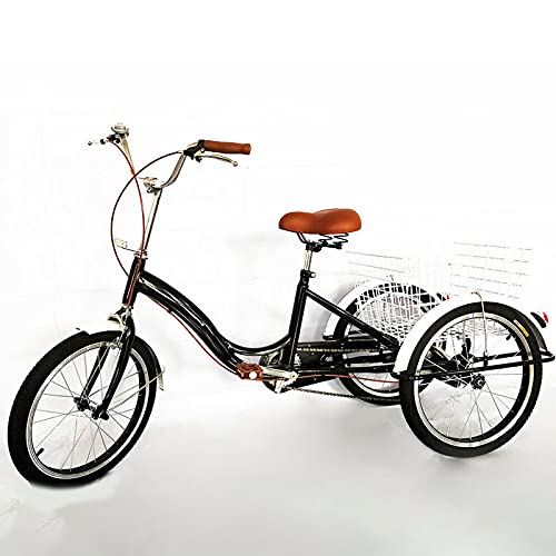 Dreirad Für Erwachsene,Trike Bike Radfahren,20 Zoll Zahnräder mit Einkaufskorb,3 Rad Fahrrad,1Geschwindigkeit für Erwachsene Tricycle und Senioren