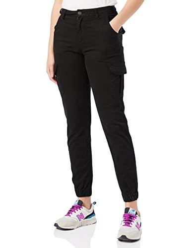 Urban Classics Damen Ladies High Waist Cargo Pants Hose, Schwarz (Black 00007), W(Herstellergröße: 26)