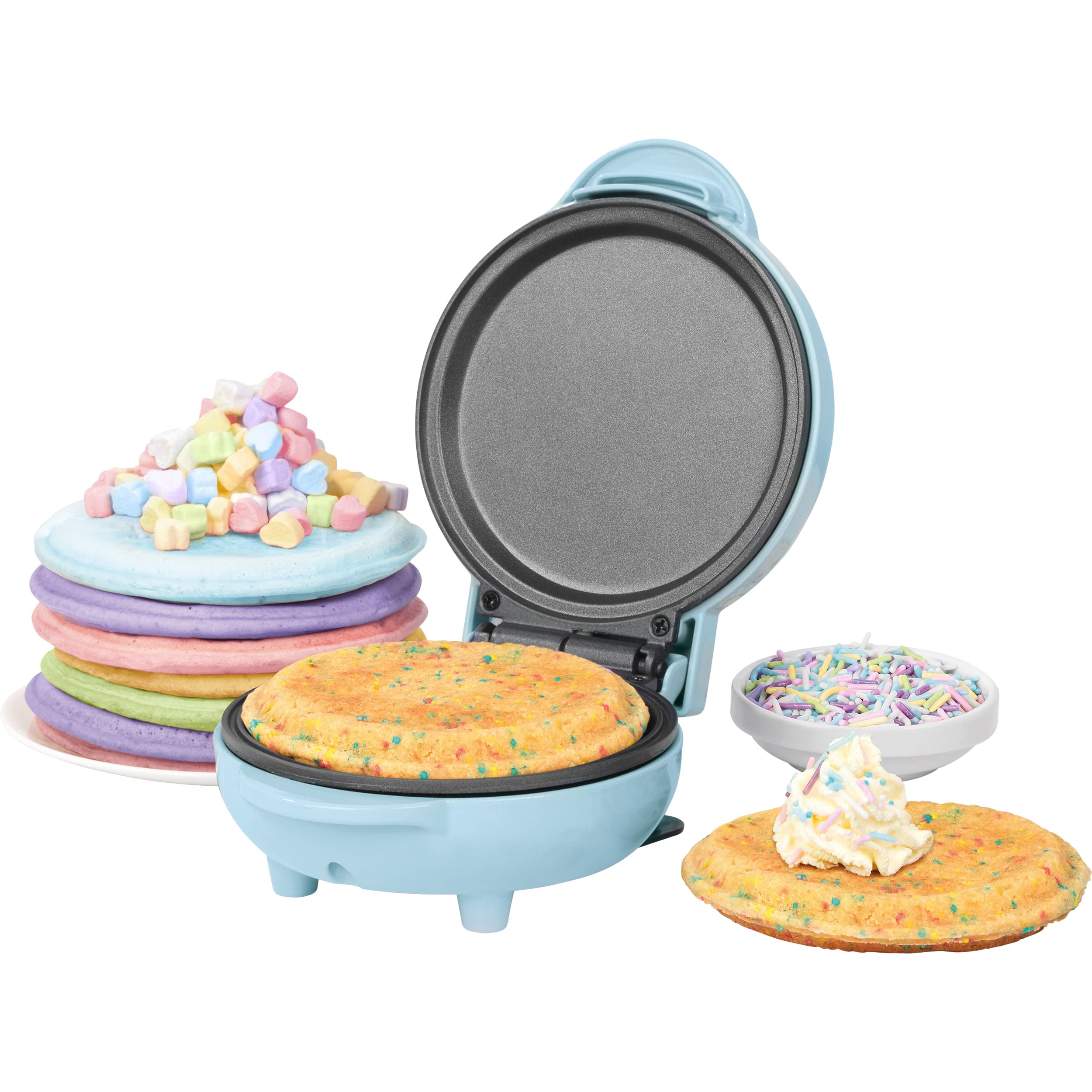 Petra PT4215BLNVDEEU7 Mini-Snackgrill Crepesmaker - antihaftbeschichtete und einfach zu reinigende 11,5-cm-Platte, für Mittagessen, Frühstück, Pfannkuchen, Kekse und Ice Cream Sandwiches, 550 W, blau