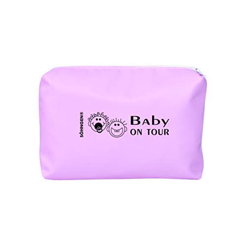 Söhngen 0350007r Erste-Hilfe-Tasche Baby on Tour rosa | Reisverschlusstasche für Kleinkinder; beschichtetes Nylongewebe, besonders robust; mit Fieberthermometer, Schnuller, Verbandmaterial, Beißring