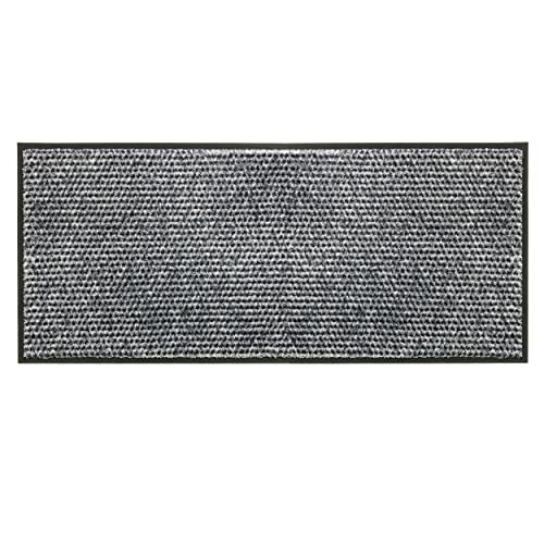 strapazierfähige Schmutzfangmatte Miami – getuftete Fußmatte in 3 Größen waschbarer Sauberlauf (67 x 150 cm, Punkte Silber)