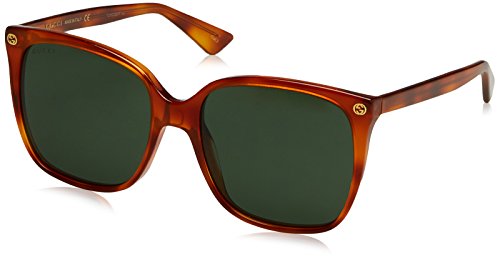 Gucci Damen GG0022S 002 Sonnenbrille, Braun (Avana/Green), 57