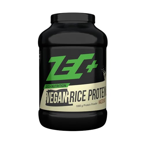 ZEC+ Reisprotein Eiweißpulver, veganes Proteinpulver für optimale & rein pflanzliche Proteinversorgung, Reis Protein-Shake, Geschmack Haselnuss