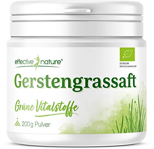 effective nature Gerstengrassaft Pulver - Bio - Reich an Eisen, Zink und Folsäure - 200g