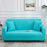 Sofabezug, hochelastischer Sofabezug, stilvoller, weicher, universeller Couchbezug, Rutschfester, waschbarer Möbelschutz mit kostenlosem Kissenbezug – Blau – 2-3-Sitzer
