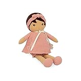 KALOO - Tendresse – My First Amandine Doll – Cloth Doll 32 cm – Pink Chiffon Dress – Matte Skin – Pretty Gift Box and Personalised Ribbon – from Birth