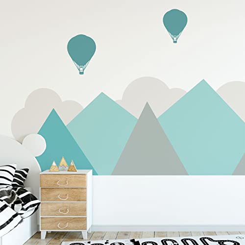 Wandtattoo Kinder – Dekoration Babyzimmer – selbstklebend Riesen-Wandaufkleber Kinder Skandinavische Berge Oslo – 90 x 120 cm