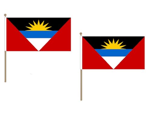 AZ FLAG STOCKFLAGGE Antigua UND Barbuda 45x30cm mit holzmast - 10 stück Antigua and Barbuda STOCKFAHNE 30 x 45 cm - flaggen