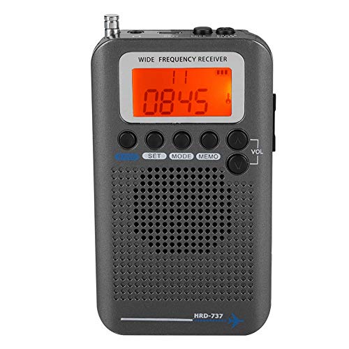 Tragbar Digitales Radio SW/CB/FM/AM/VHF/Air Band, Multi Band Radio Receiver mit LCD Anzeige, Lautsprecher, Externe Antenne, Senderspeicher, 700mah Aufladbar Batterie, Wecker