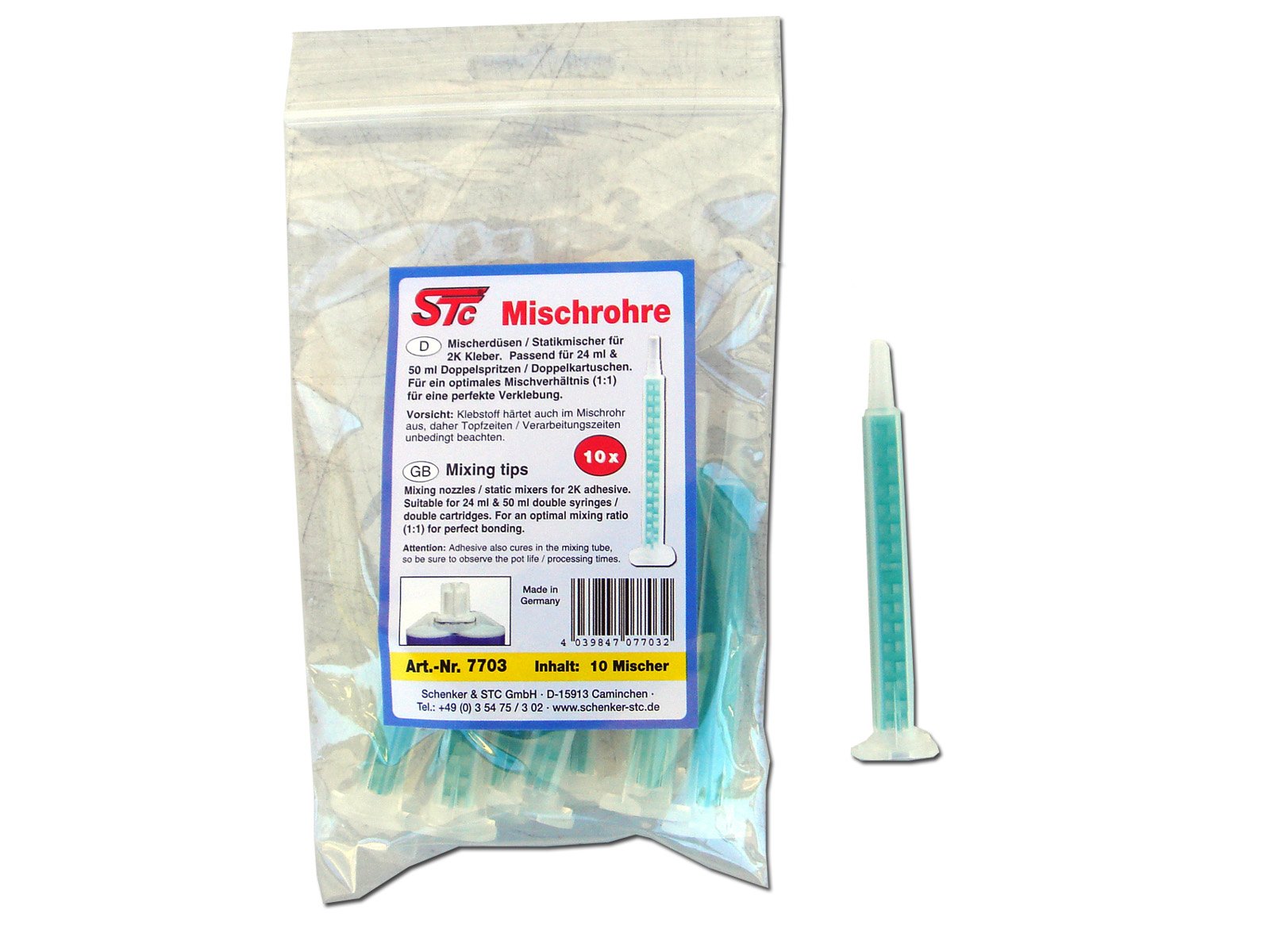 STC ® Mischerdüsen 1:1 Mischdüse Mischerspitzen Mixtülle Kunststoffkleber Mischertülle für 2K-Kleber, Statikmischer für 2 Komponenten Kleber passend für 25 g / 24 ml und 50 g / 50 ml (50 Stück)