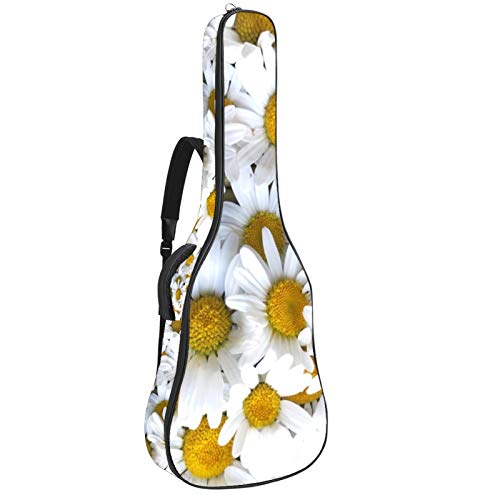Gitarrentasche mit Reißverschluss, wasserdicht, weich, für Bassgitarre, Akustik- und klassische Folk-Gitarre, Pure White Daisy