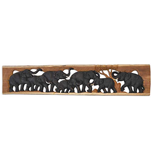 Elefantenbild Elefantenfamilie Wandbild Deko im Kolonialstil Afrika Elefant Unikat Holz Stoßzähne Relief ***alles Einzelstücke ca. 120 cm***