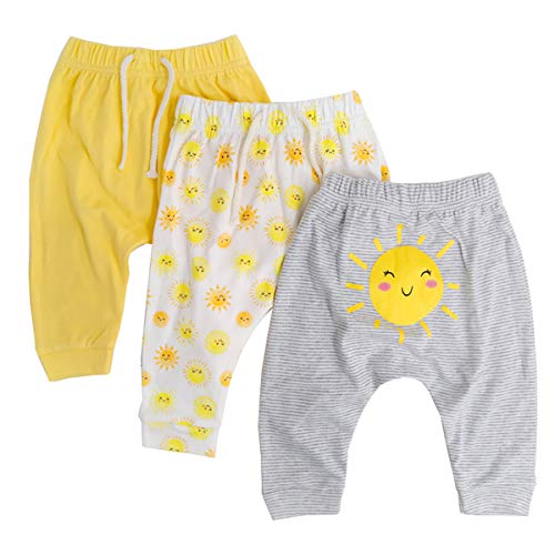 CuteOn 3 Packung Unisex Kinder Kleinkind Harem Hose Baumwolle Elastisch Trousers (14Sun, 18 Monate)