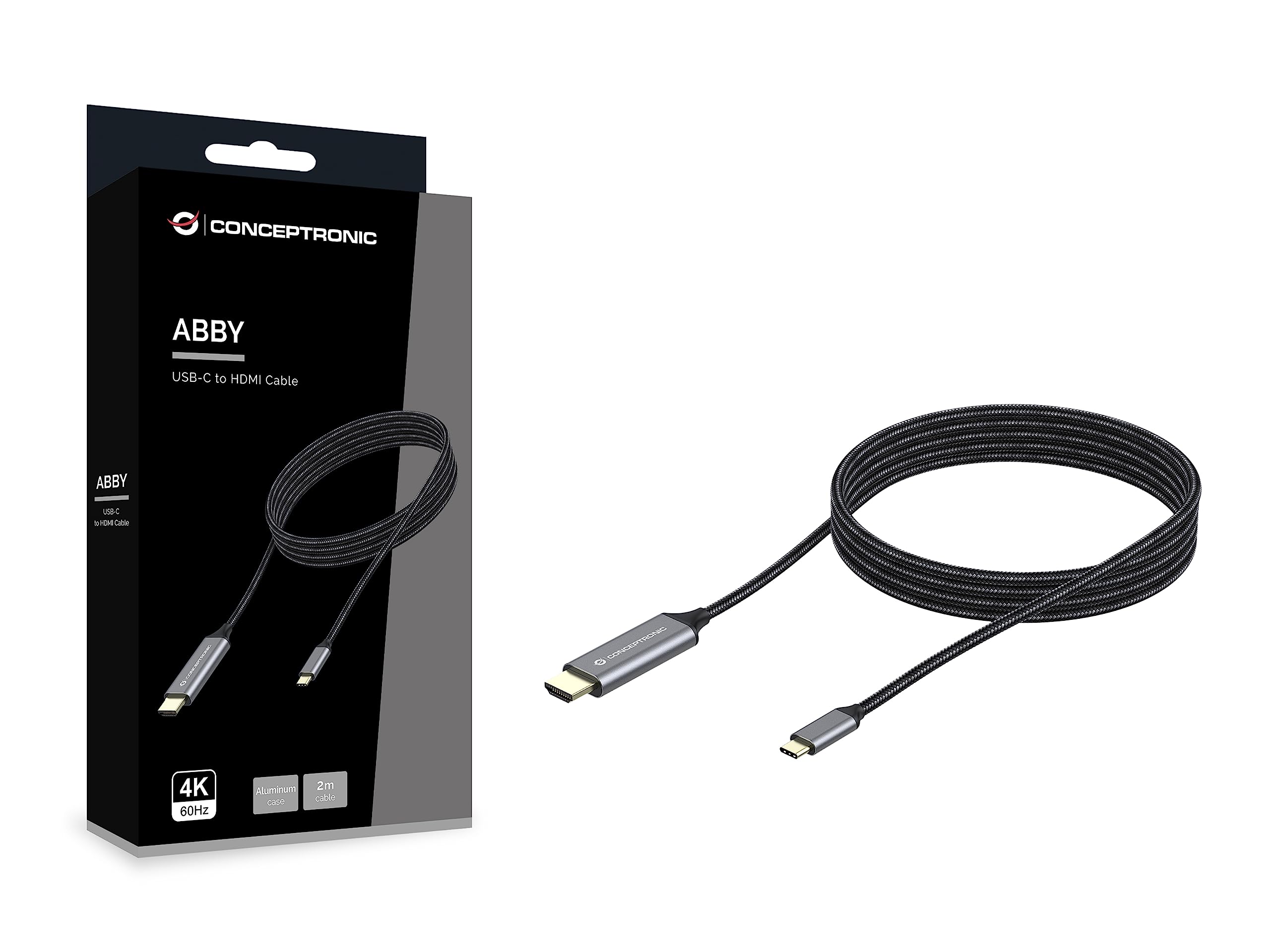 CONCEPTRONIC ABBY10G USB-C-auf-HDMI-Kabel, Stecker auf Stecker, 4K60Hz