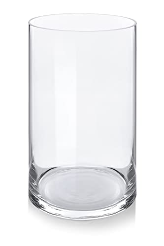 Varia Living Glas-Vase Verschiedene Größen | Gross & klein | zylindrisch | wunderschön als runde Blumenvase | Zylinder auch als Windlicht Deko mit Kerze einsetzbar | klar (Ø 15 cm/H 25 cm)