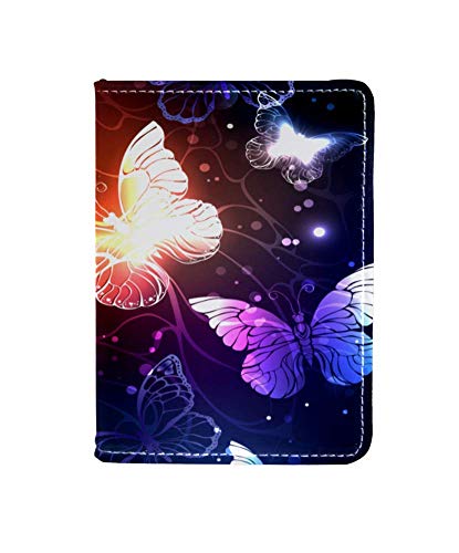 Schmetterling dunkelblau Leder Reisepasshülle Reisebrieftasche Organisieren Sie Reisepass und Kreditkarten 11.5x16.5cm
