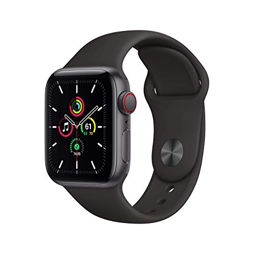 Apple Watch SE (GPS + Cellular, 40MM) - Aluminiumgehäuse Space Grau mit Sportarmband Schwarz (Generalüberholt)