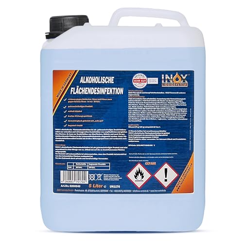 INOX® alkoholische Flächendesinfektion, 5L - Flächendesinfektionsmittel mit Alkohol, Desinfektionsmittel Oberflächen