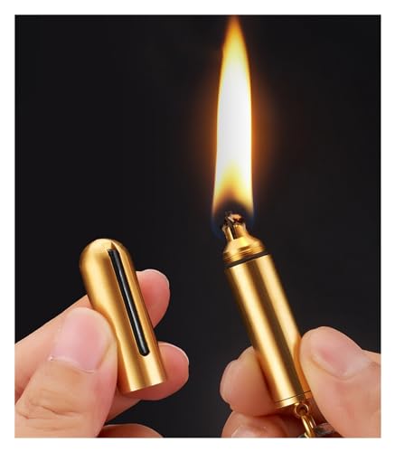 GiiSH Feuerzeug-Dauerstreichholz, reines Kupfer, kühle Pfeifenfeuerzeugflüssigkeit, nachfüllbar, EDC wiederverwendbar, für immer Streichhölzer, einzigartiges Geburtstagsgeschenk für Männer, Vater, Ehe