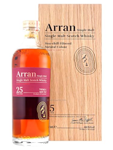 Arran Whisky 25 Years Old Single Malt Scotch Whisky 46% Volume 0,7l in Holzkiste Whisky