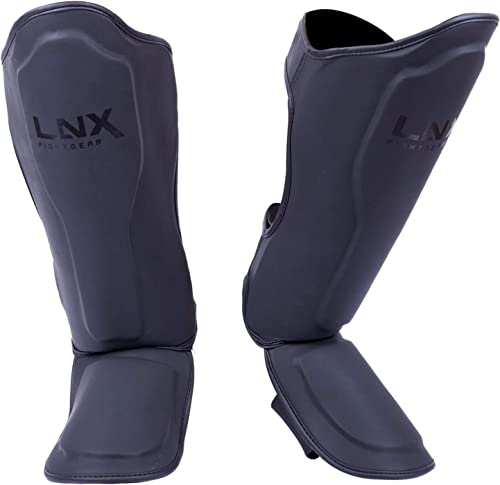 LNX Schienbeinschoner Muay Thai Pro Fight - Schienbeinschutz für Kampfsport Kickboxen Spannschützer S M L XL schwarz Herren Damen (Ultimatte Black, XL)