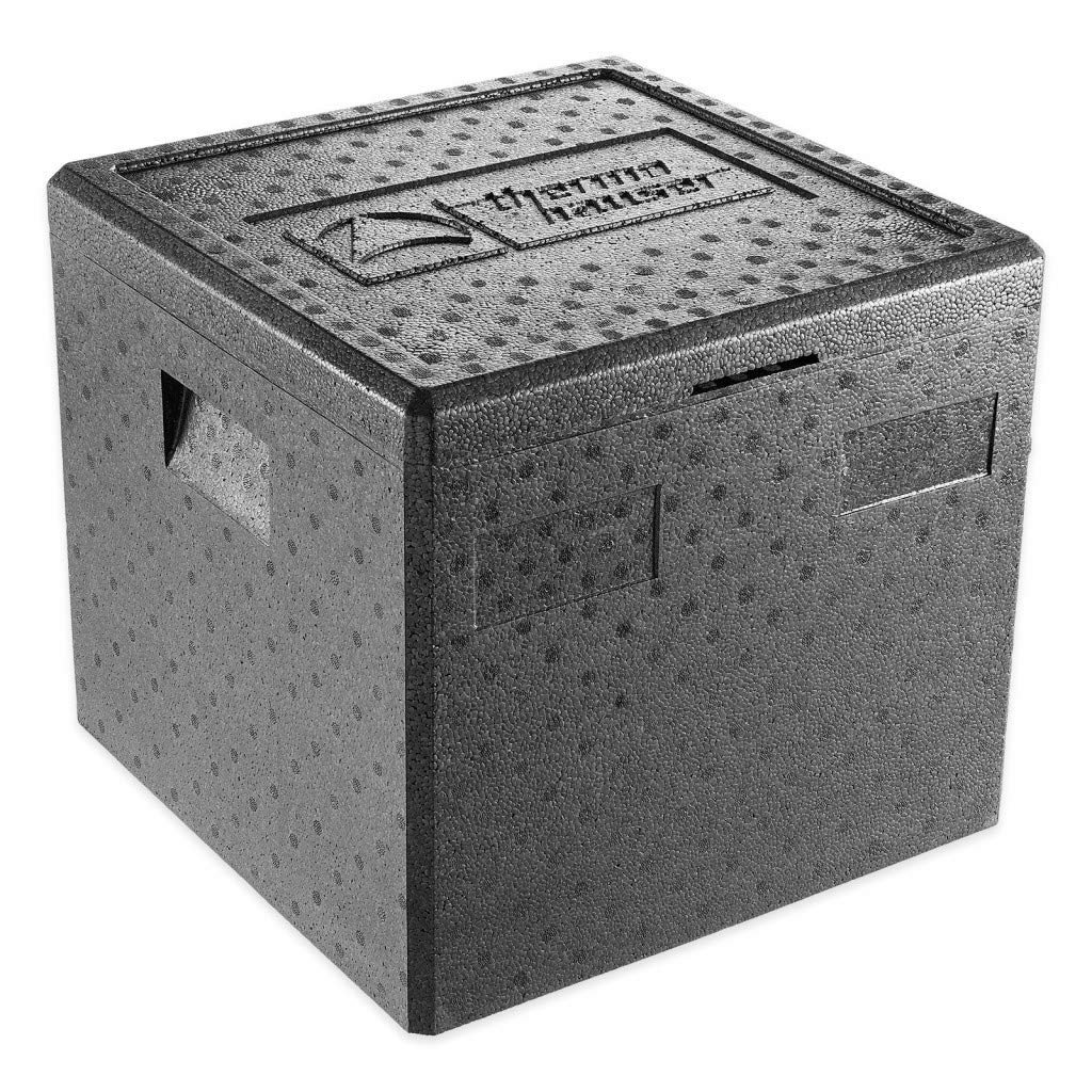 thermohauser EPP-Thermobox Pizza schwarz mit Deckel - 37,5 Liter - 41 x 41 x 36 cm - Pizzabox für Lieferservice