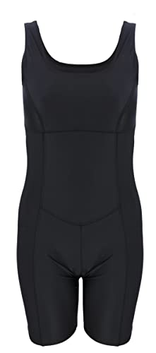 Aquarti Damen Schwimmanzug mit Bein Geschlossener Rücken, Farbe: Schwarz/Nähte Schwarz, Größe: 38